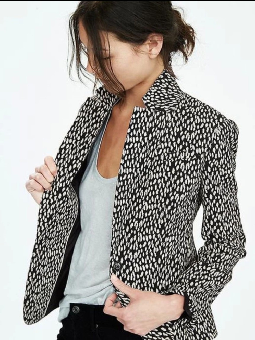 Banana Republic Black and White Printed Women's Blazer